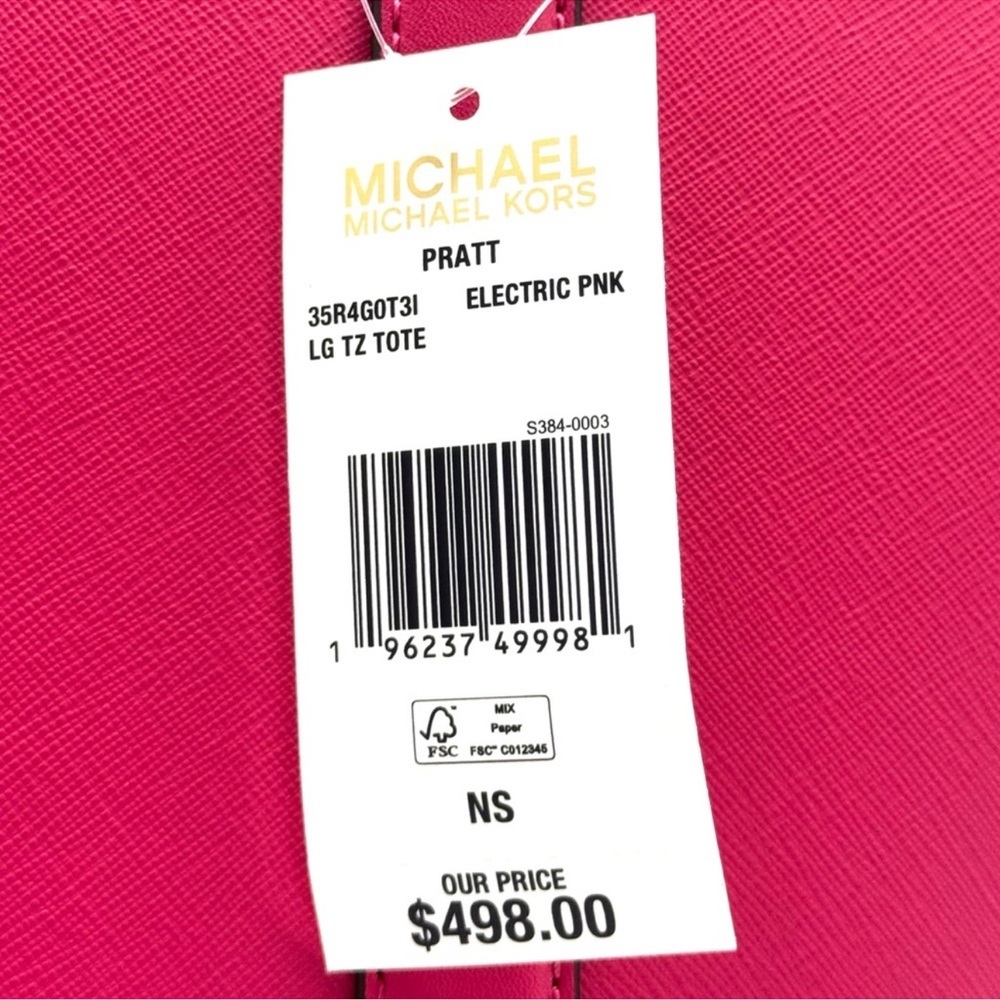 Michael Kors Pratt Large Signature Logo Tote Bag - Electric Pink - Picture 9 of 9